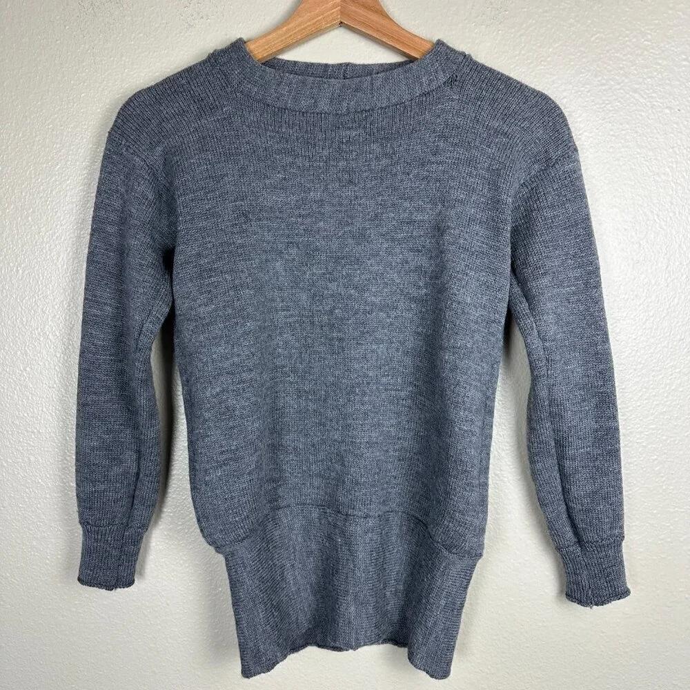 Souchi Women's 100% Extra Fine Merino Wool Sweater Hand Loomed Gray Petite
